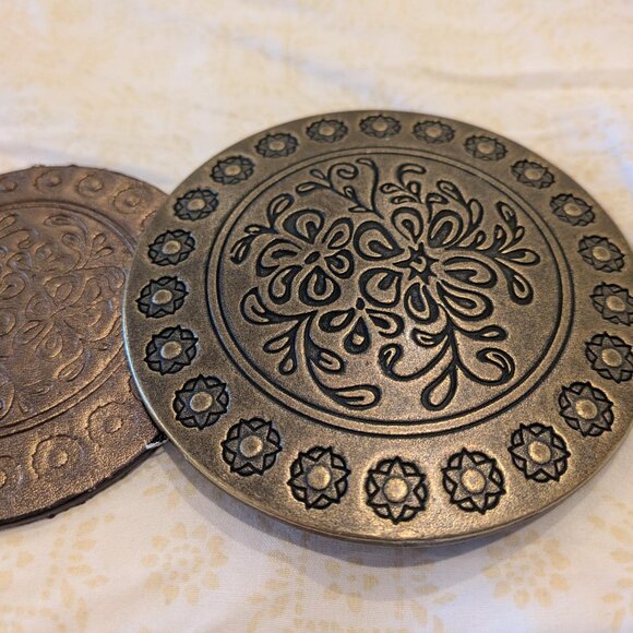 Women's Vintage Leather Boho Disc Belt (Brass, Copper, Bronze) - Picture 2 of 10